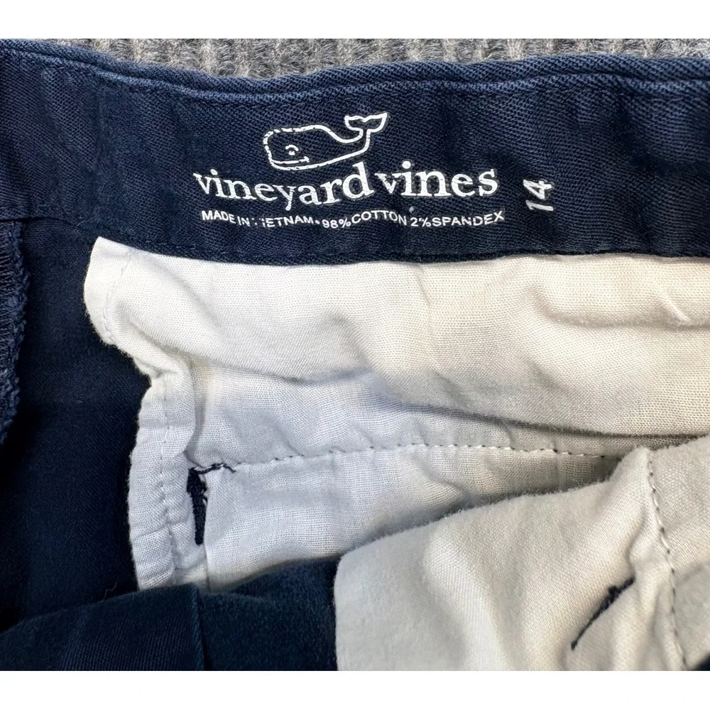 Vineyard Vines Boys Navy Blue Chino Shorts Size 14 Stretch Cotton
